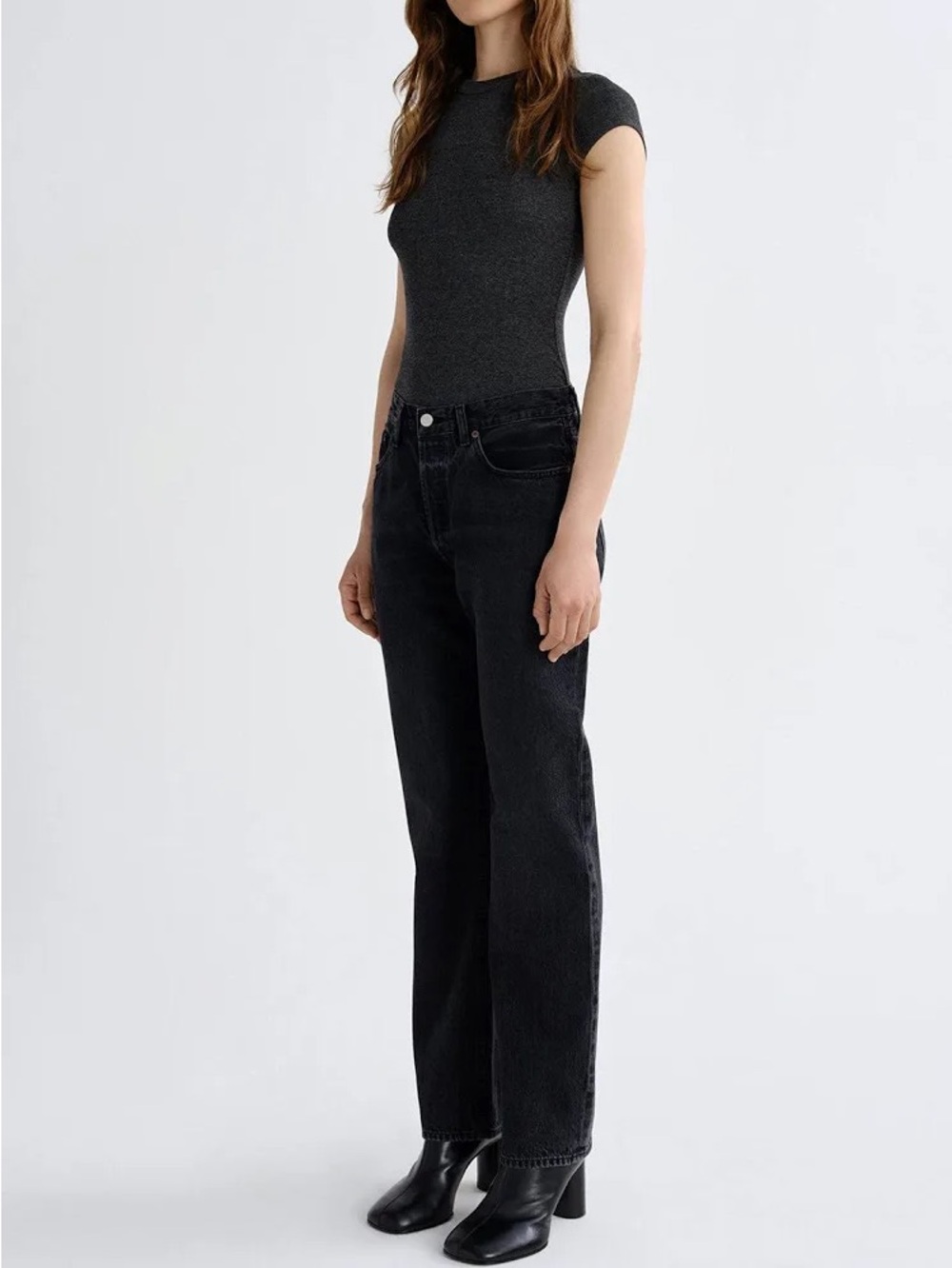AGOLDE Lana Jeans Straight Leg Mid Rise Black Size 26